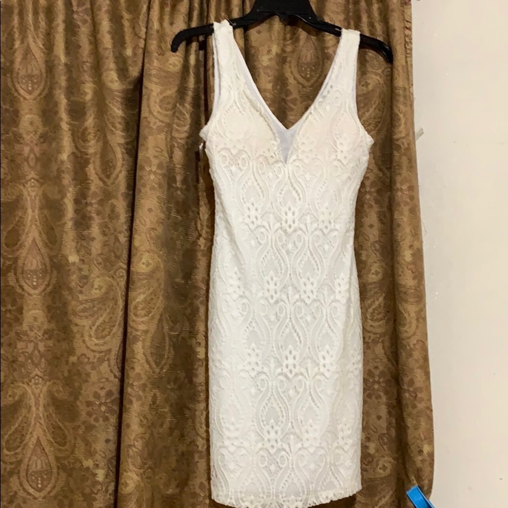 White lace midi padded dress wedding graduation